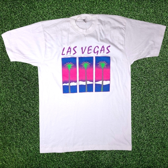VINTAGE FRUIT OF THE LOOM LAS VEGAS NEON SHIRT - Picture 1 of 5